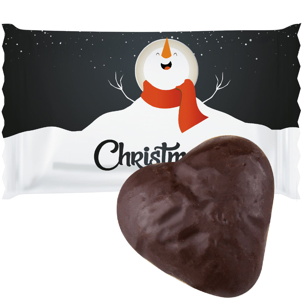 Weihnachtsgebäck im Flowpack – Lebkuchen Schokoherzen gefüllt, ca. 12 g