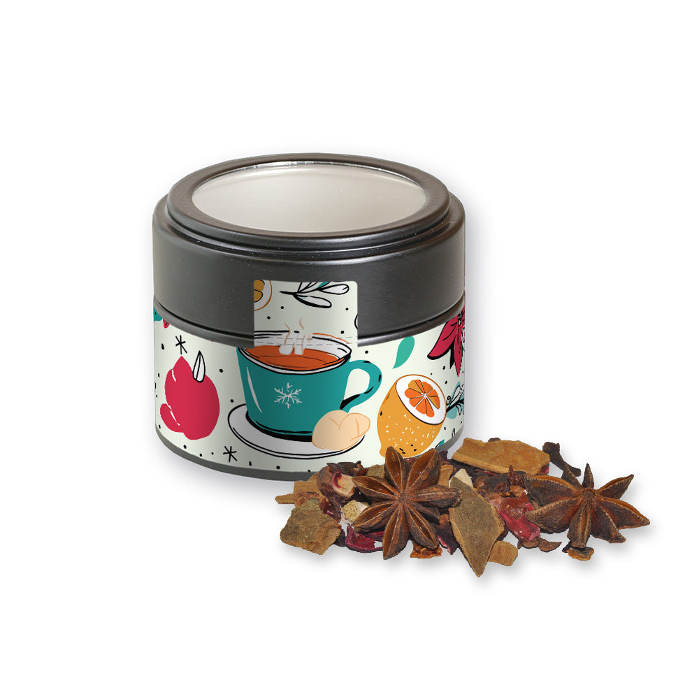 Weihnachtsgewürze in der schwarzen Metalldose Mini – Glühweingewürz grob, ca. 30 g
