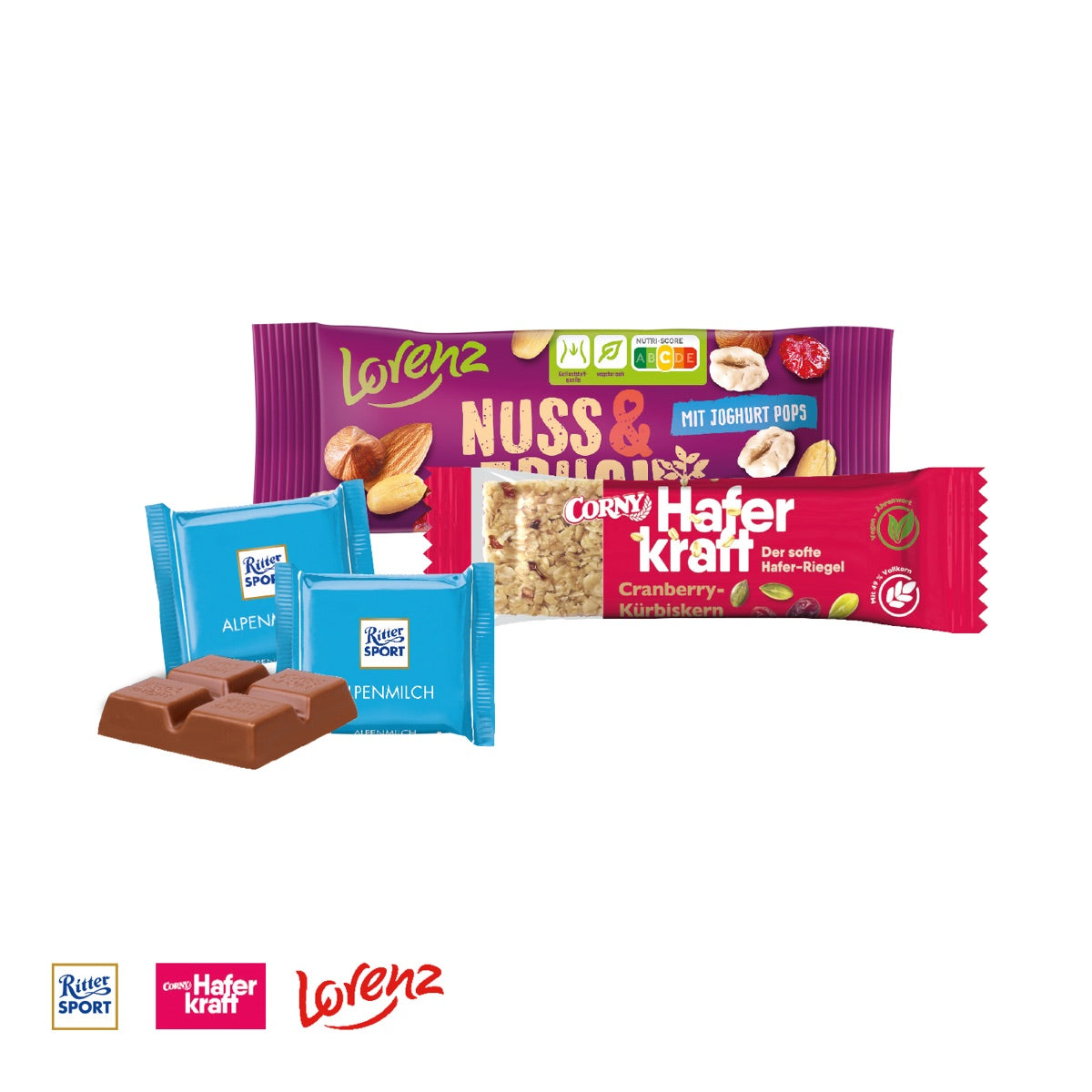 Goodie Bag mit Haferriegel, Nussmischung und Ritter SPORT Mini