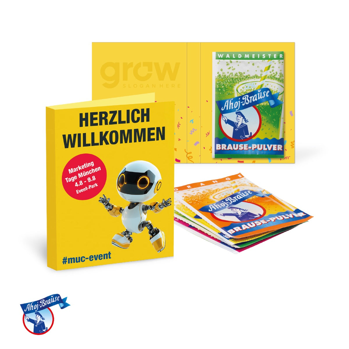 Bedruckte Klappkarte aus Karton mit Werbemotiv