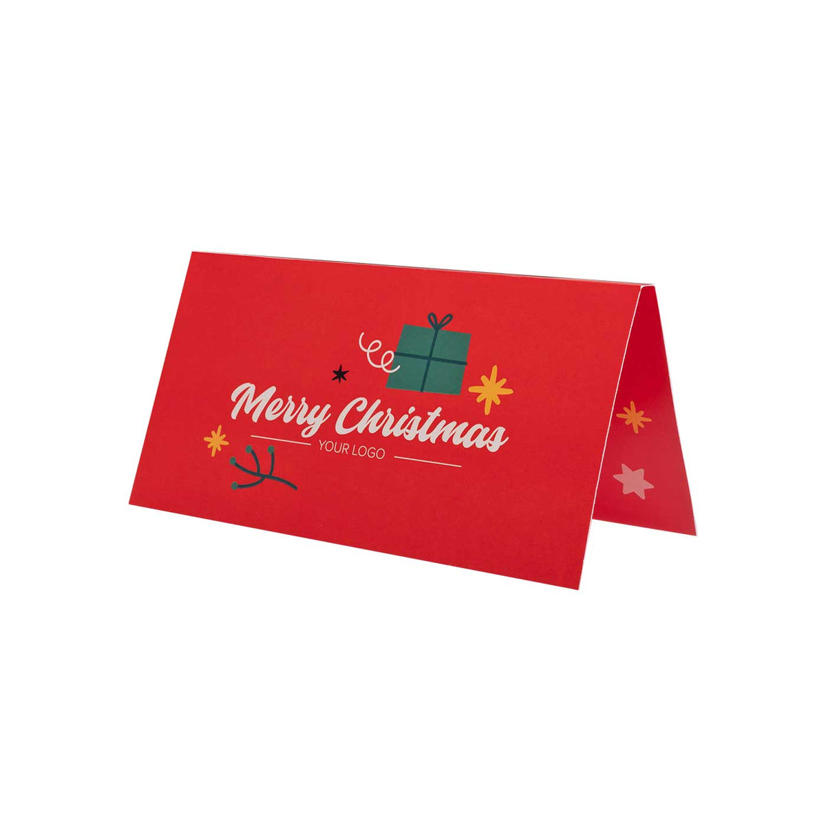 Werbekarte mit 3 Schokoladensternen zu Weihnachten, Vorderseite