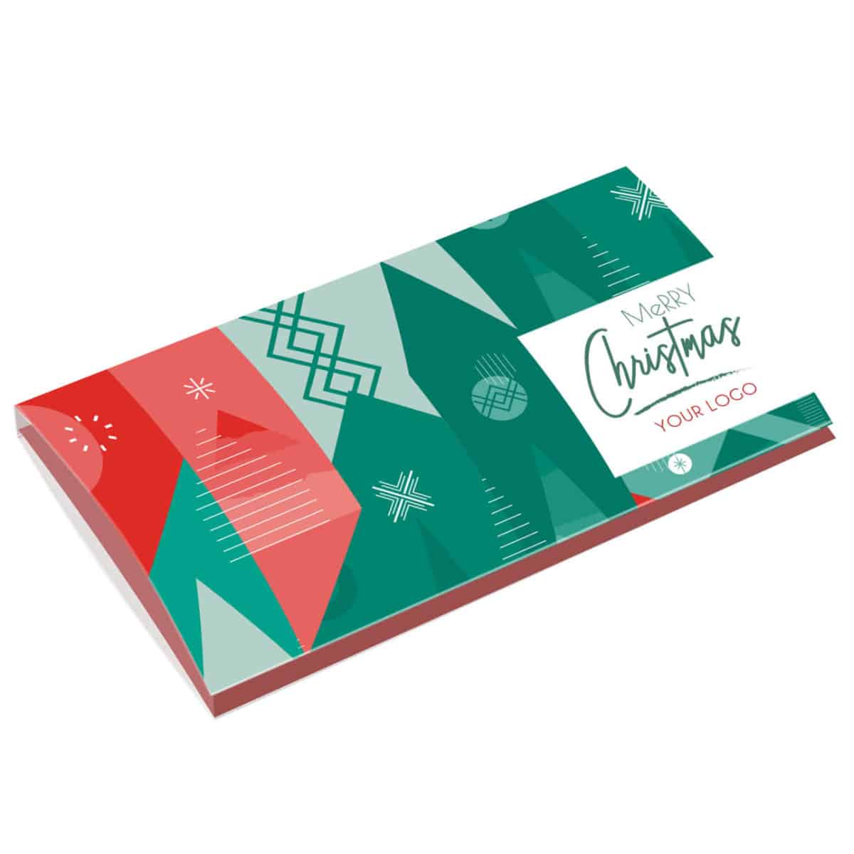 Werbekarte mit 3 Schokoladensternen zu Weihnachten, Rückseite