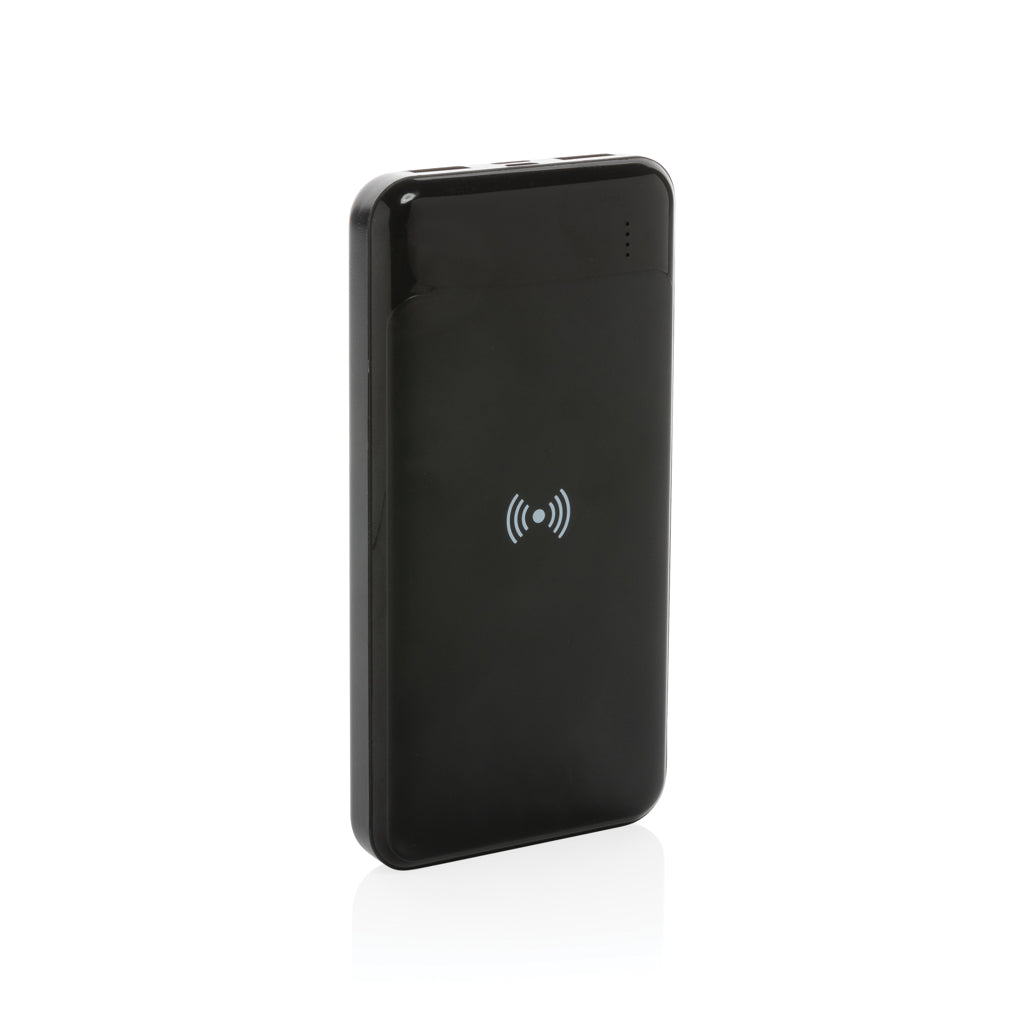 Wireless Powerbank aus RCS Standard recyceltem Kunststoff – schwarz