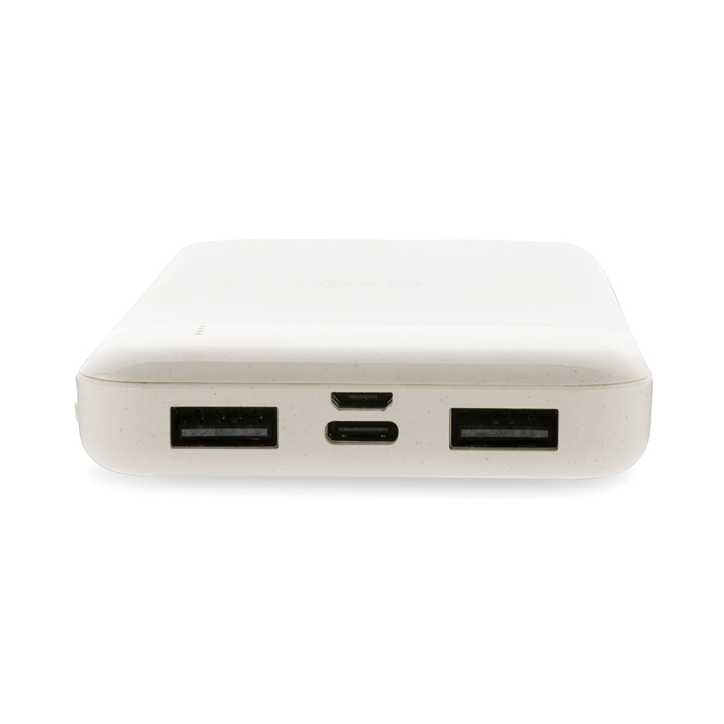 Wireless Powerbank aus RCS Standard recyceltem Kunststoff – weiß