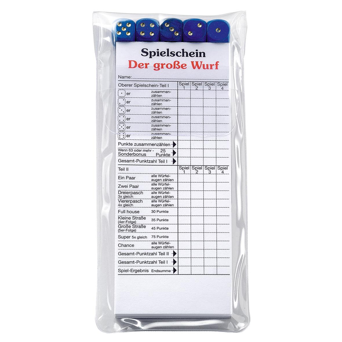 Würfelspiel „Der große Wurf“ im Etui