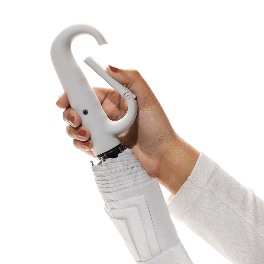 Yara 21“ AWARE™ rPET Regenschirm mit Karabiner – beige