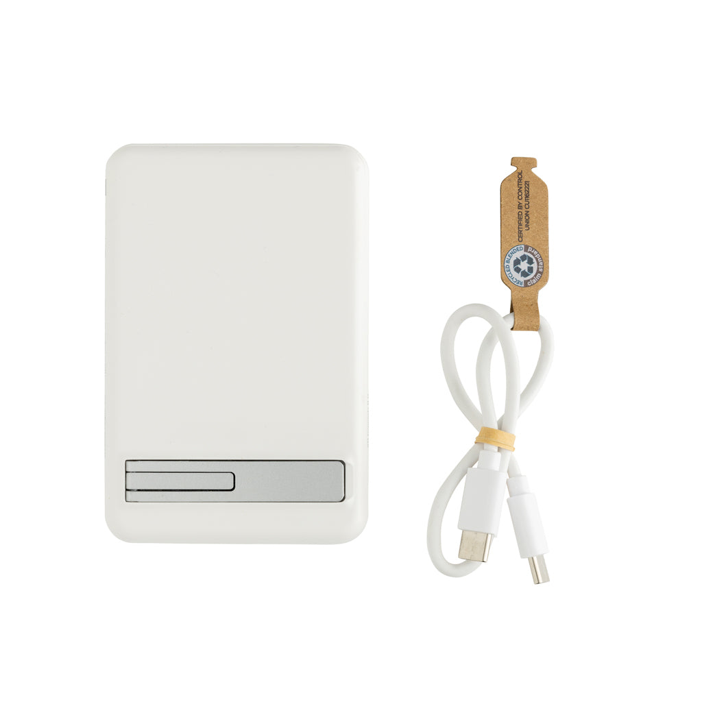Zen 5000mAh 5W magnetische Bambus-Powerbank aus RCS rPlastik – weiß