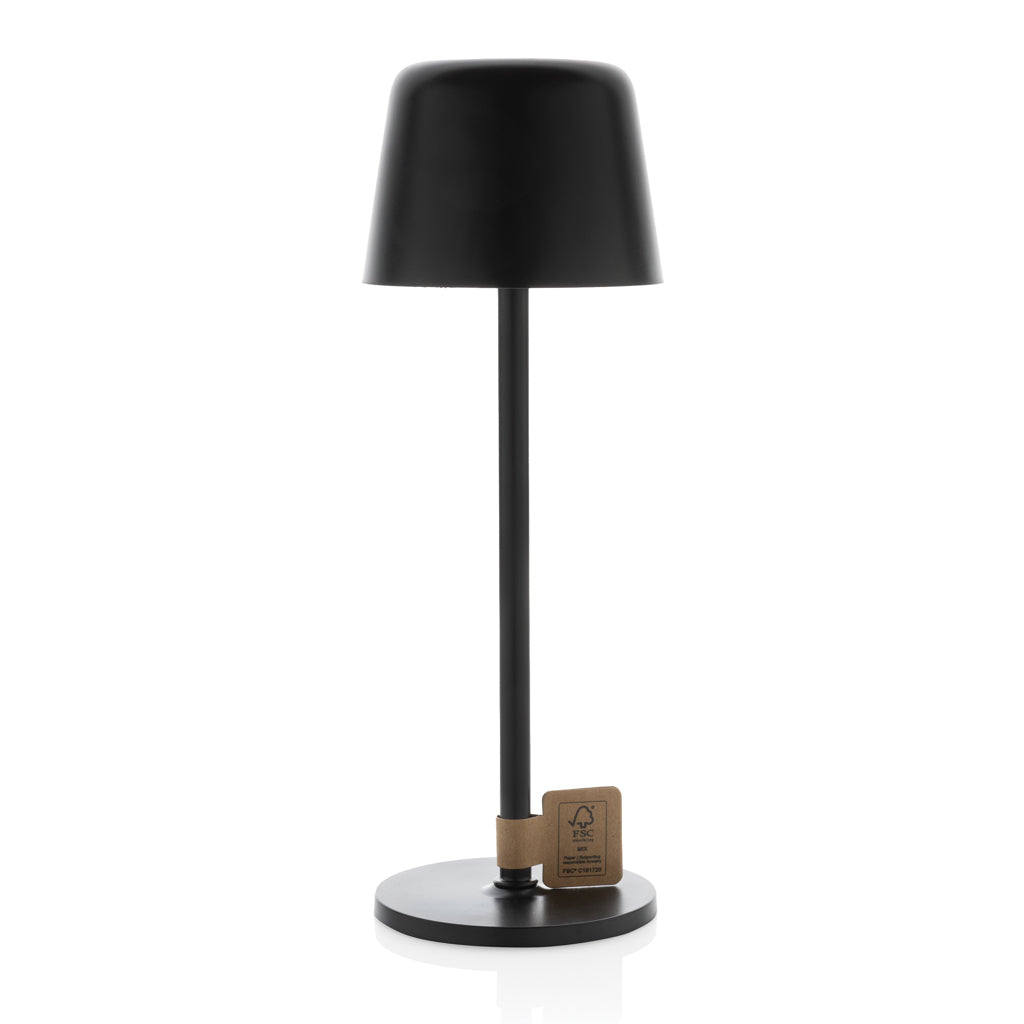 Zenic USB Tischleuchte aus RCS recyceltem Kunststoff – schwarz