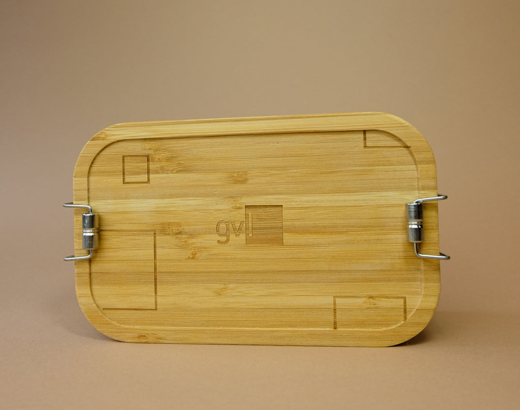 gvl - Edelstahl-Lunchbox mit graviertem Bambusdeckel