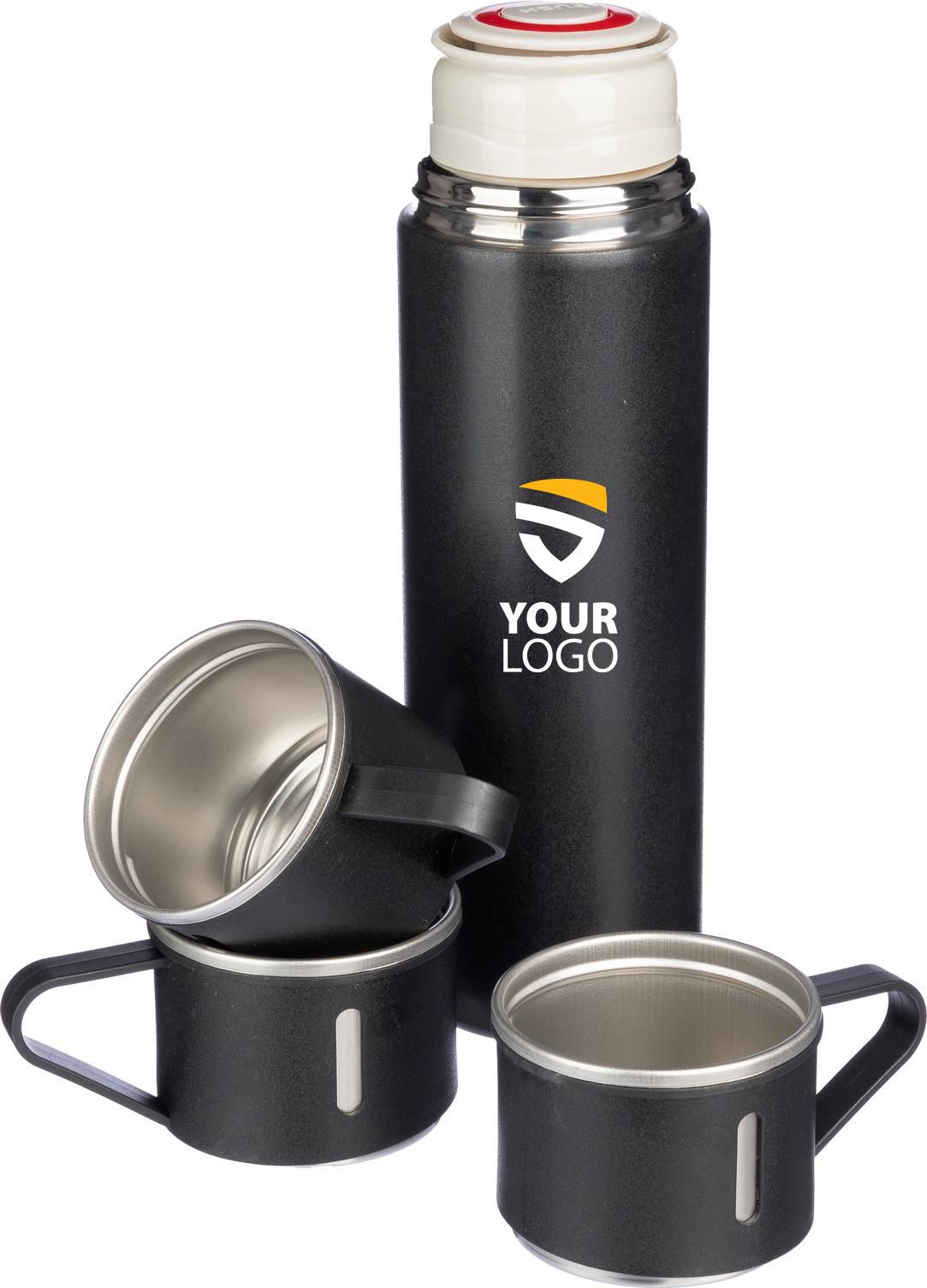 Thermosflaschen Set, Edelstahl, 420 ml + 2 Becher