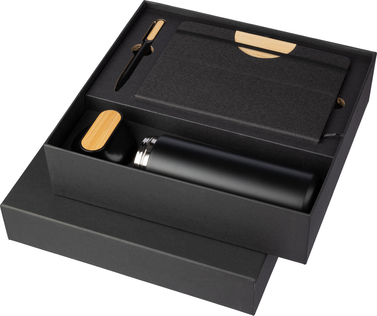 Geschenkset, Trinkflasche, Notizbuch und Kugelschreiber