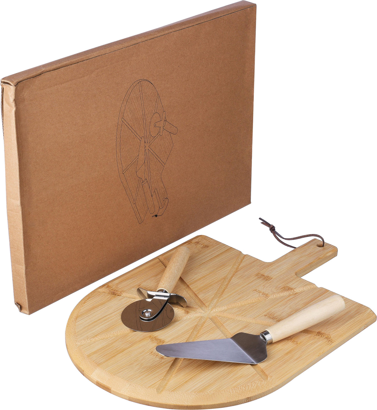 Pizzabrett Vale, Bambus, Mit Schneider und Spatula