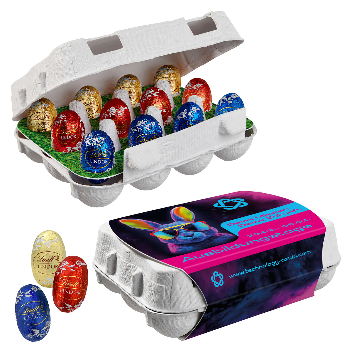 12er Ostereier Karton mit Lindt Lindor Mini Eiern