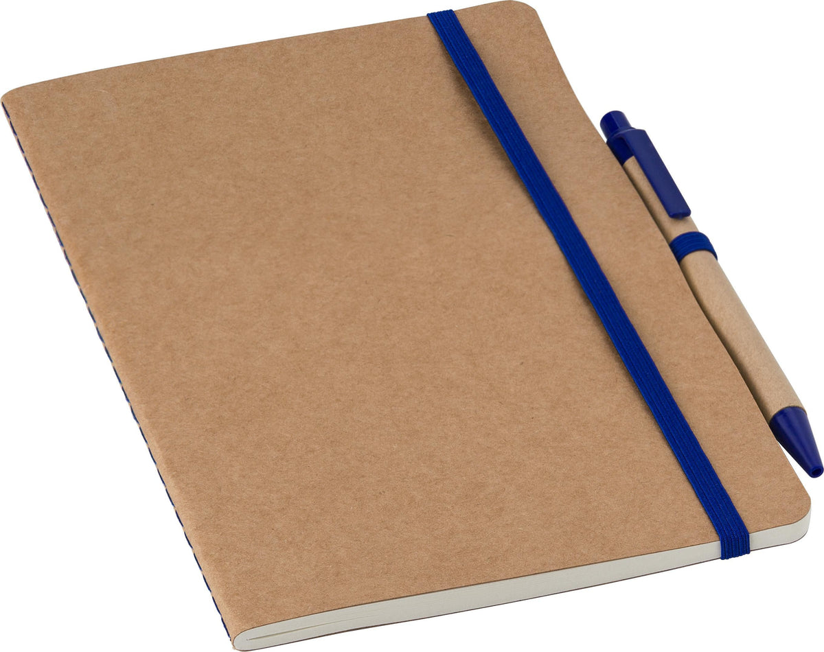 Notizbuch Theodore, Karton, A5, Blanko, Mit Stift