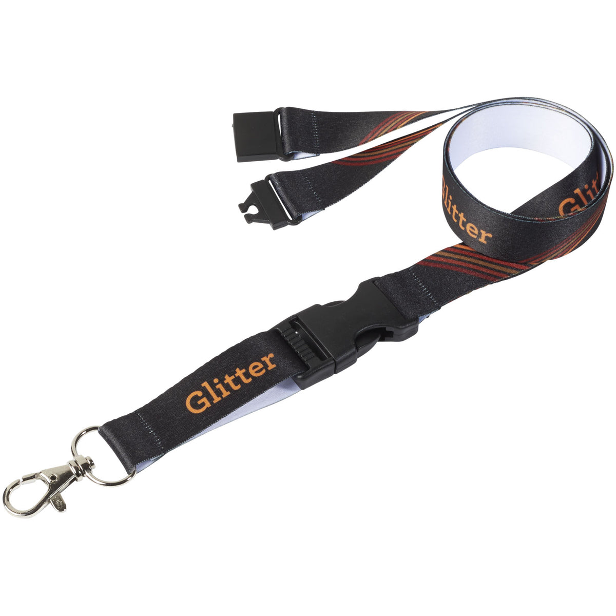 Balta Sublimation Lanyard mit Schnapp- und Sicherheitsverschluss – Schwarz / Weiss