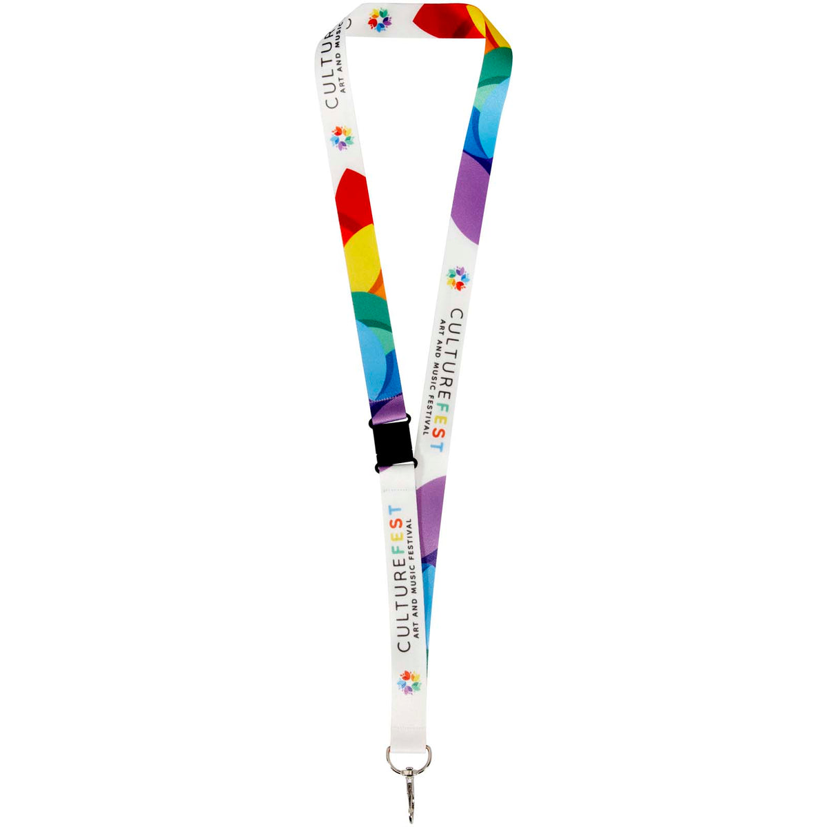 Lois Sublimation PET Lanyard mit Sicherheitsverschluss – Schwarz / Weiss