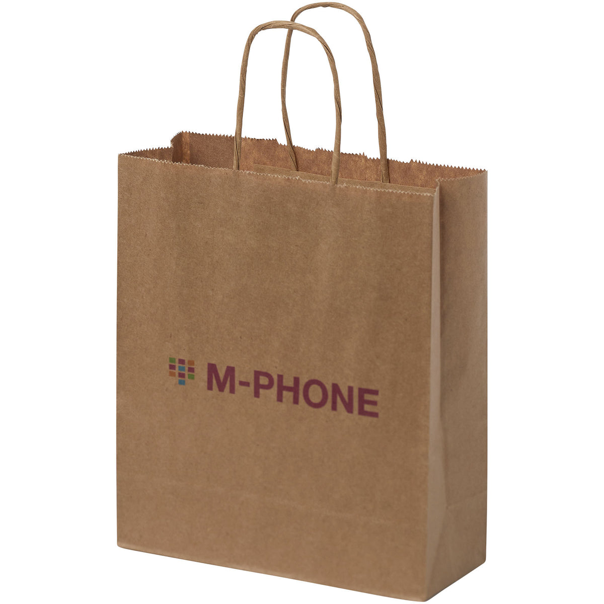 Kraftpapiertasche 80 g/m² mit gedrehten Griffen, 18 × 8 × 21 cm – Kraftpapier