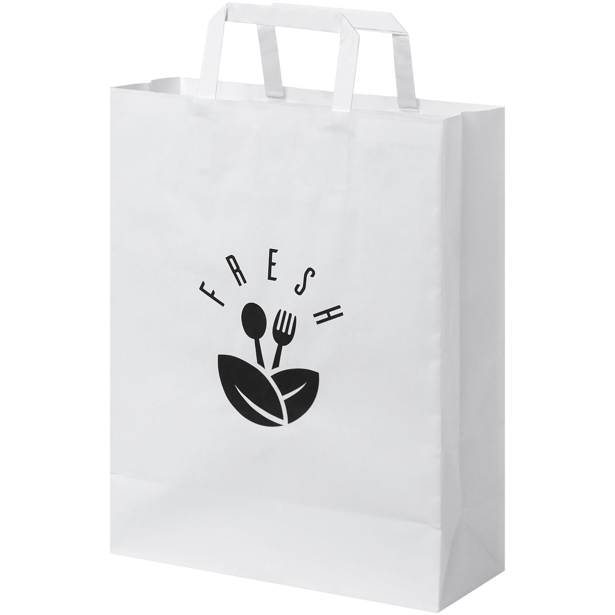 Kraftpapiertasche 80 90 g/m² mit flachen Griffen, 25 × 11 × 31 cm – Weiss