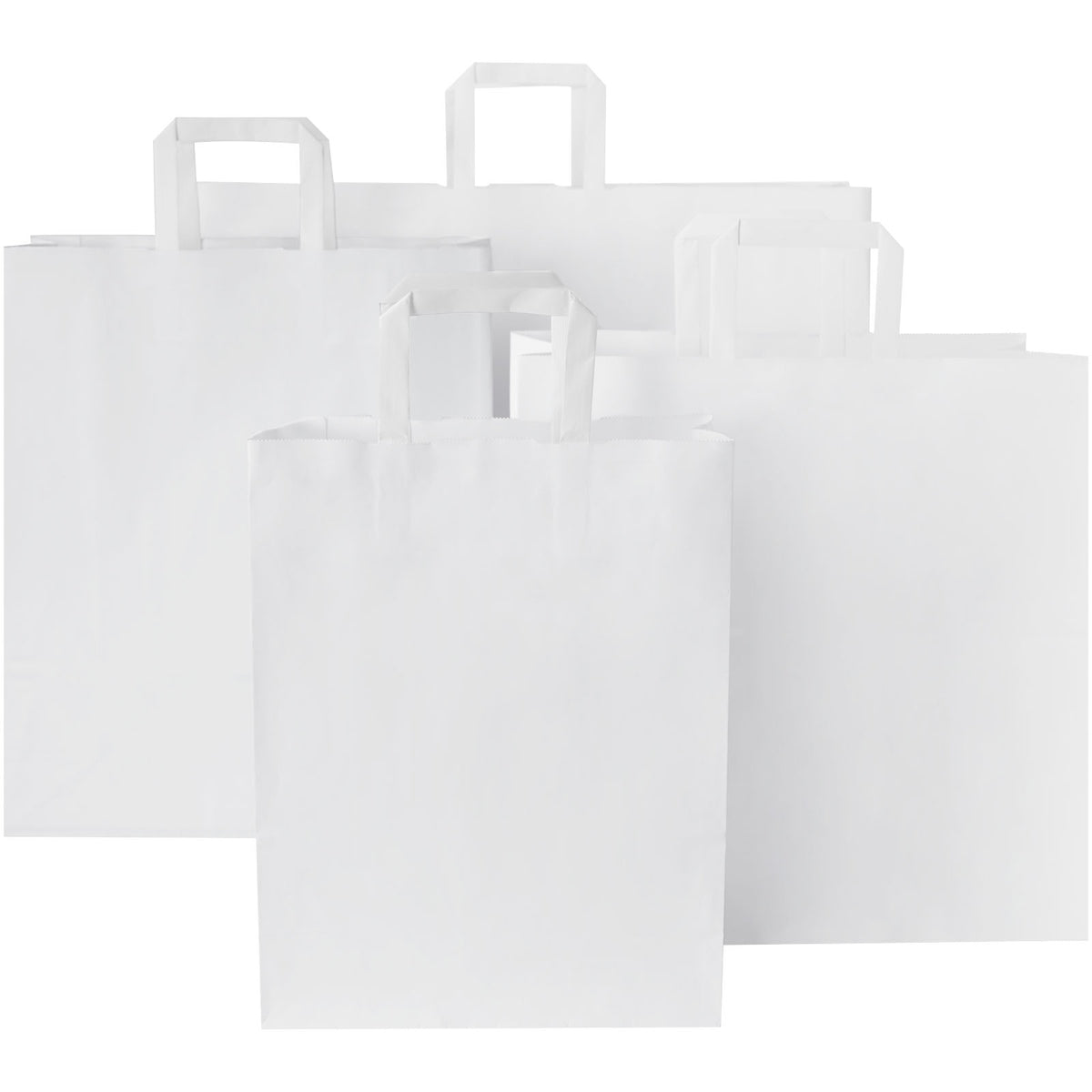 Kraftpapiertasche 80 90 g/m² mit flachen Griffen, 25 × 11 × 31 cm – Weiss