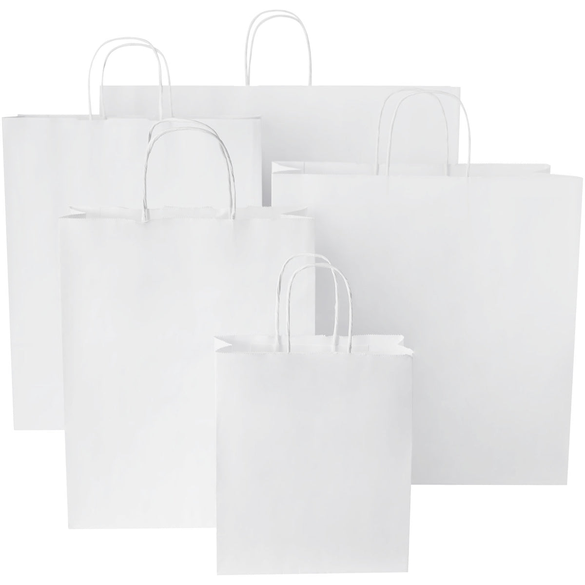Kraftpapiertasche 80 90 g/m² mit gedrehten Griffen, 32 × 12 × 40 cm – Weiss