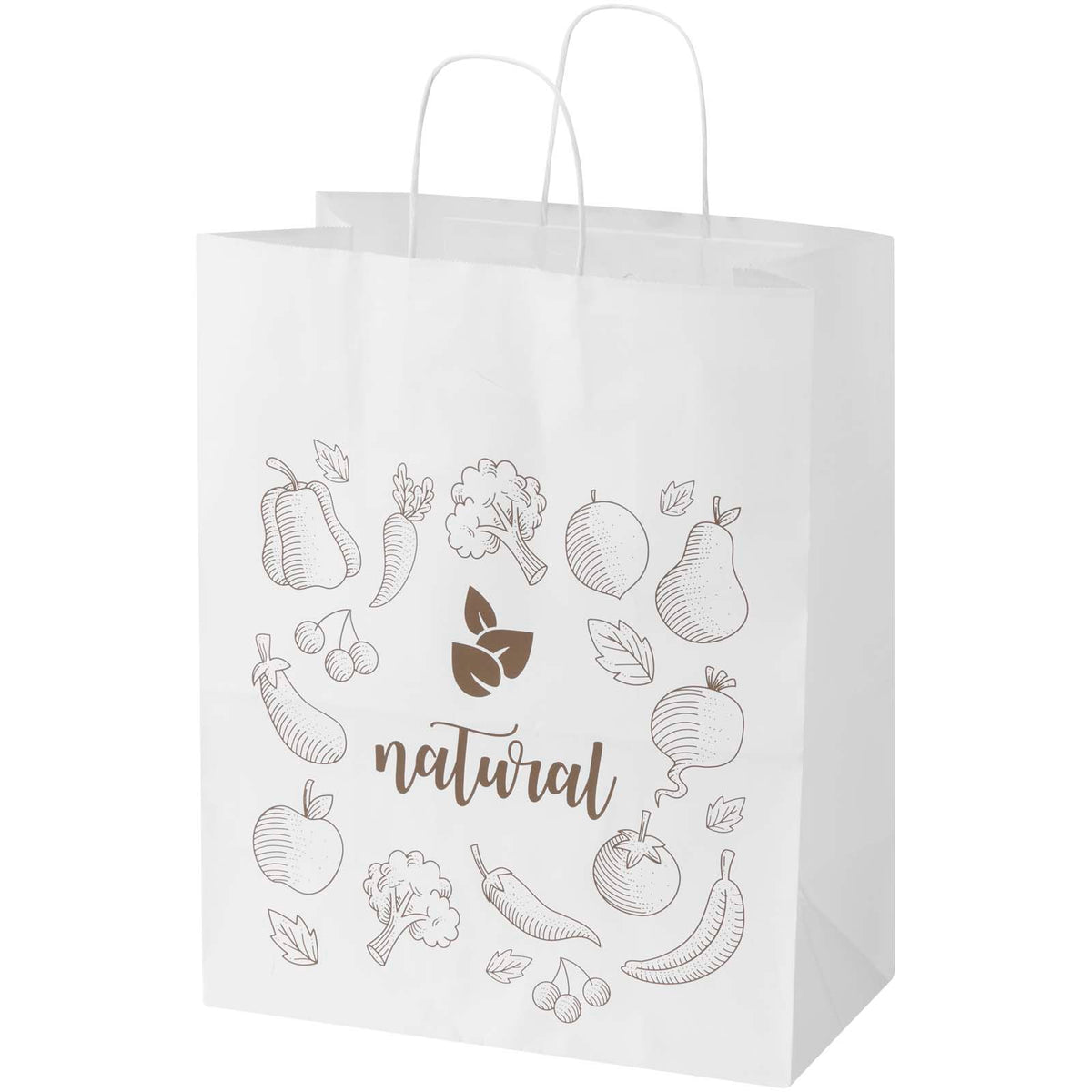 Kraft 80–90 g/m² Papiertasche mit Kordelgriffen, 32 × 17 × 39 cm – Weiss