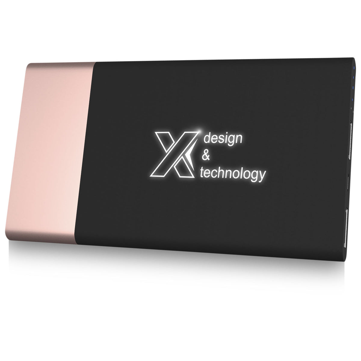 SCX.design P20 5000 mAh Powerbank mit Leuchtlogo – Roségold / Weiss