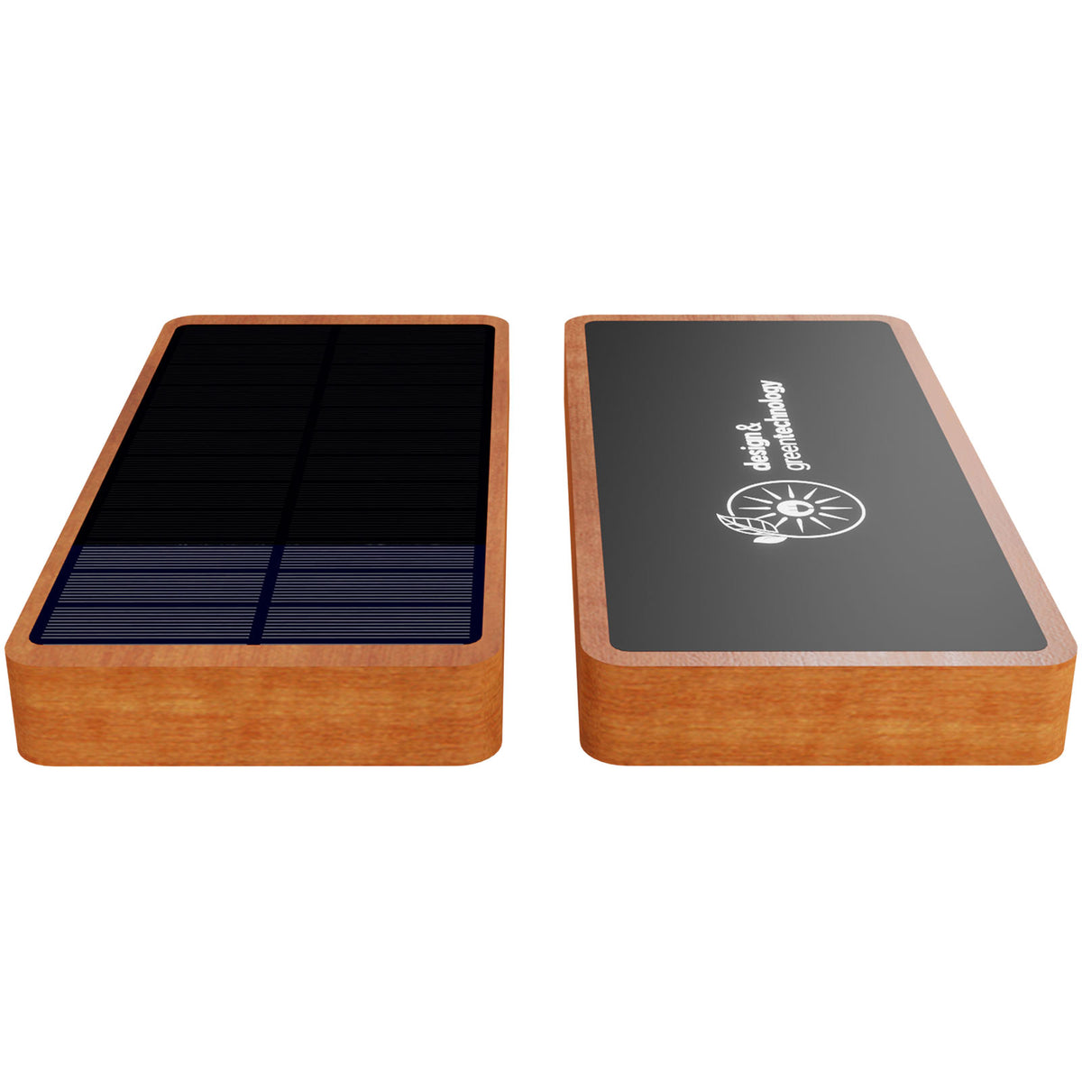 SCX.design P32 Solar Powerbank 10.000 mAh mit Leuchtlogo – Holz