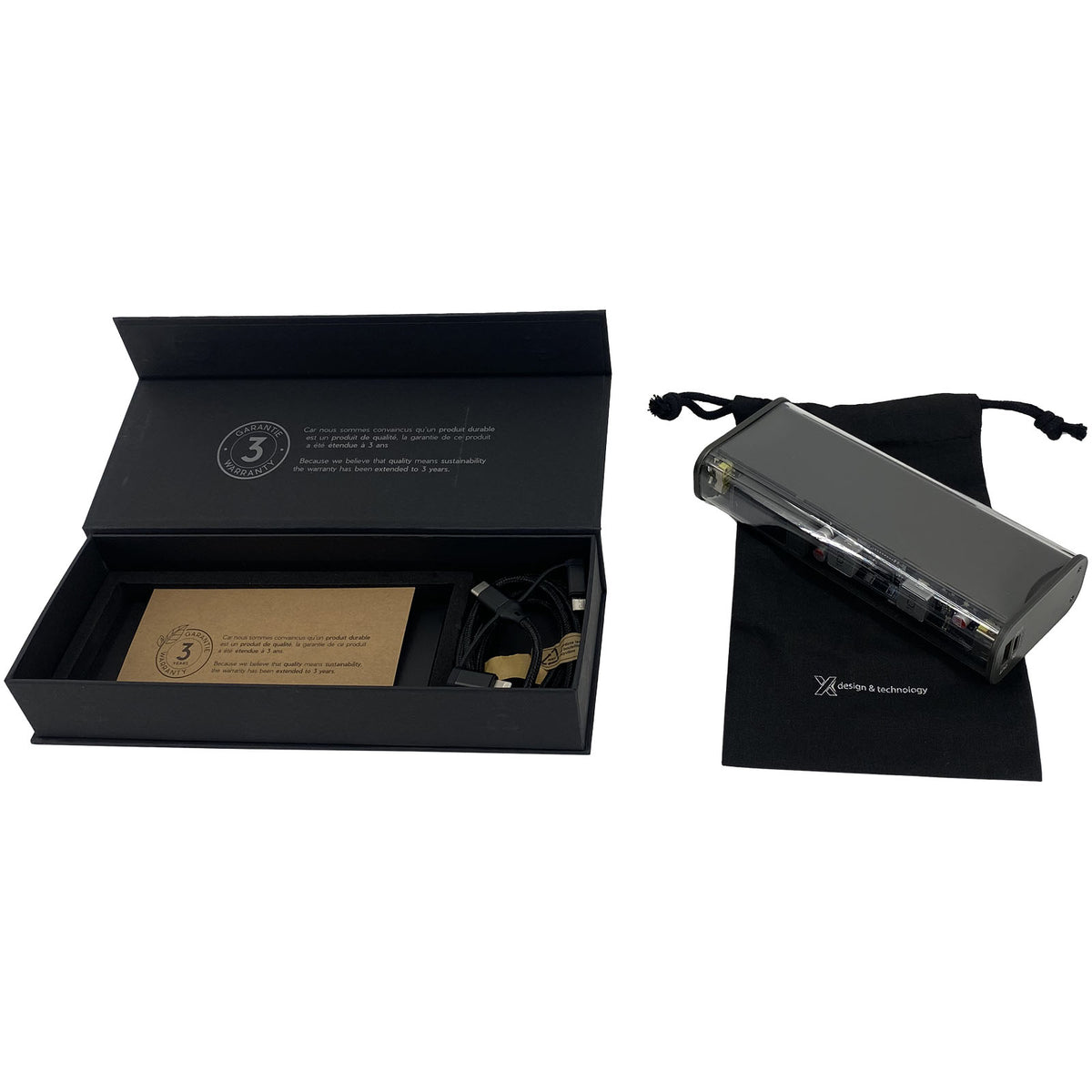 SCX.design P51 Powerbank 20.000 mAh mit Leuchtlogo – Transparent