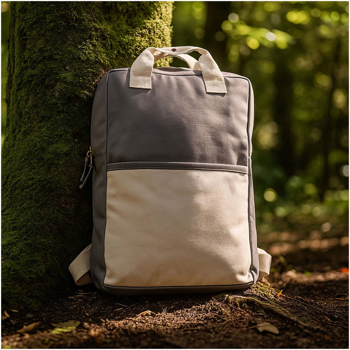 Naturback Rucksack aus Baumwolle – Grau