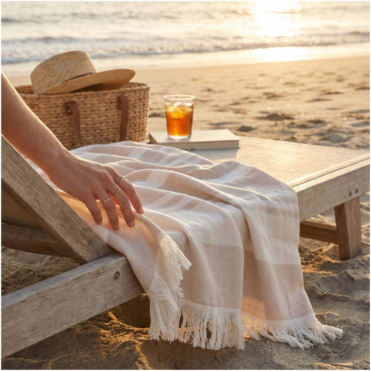 Axeline Hammam Fouta aus Baumwolle – Beige