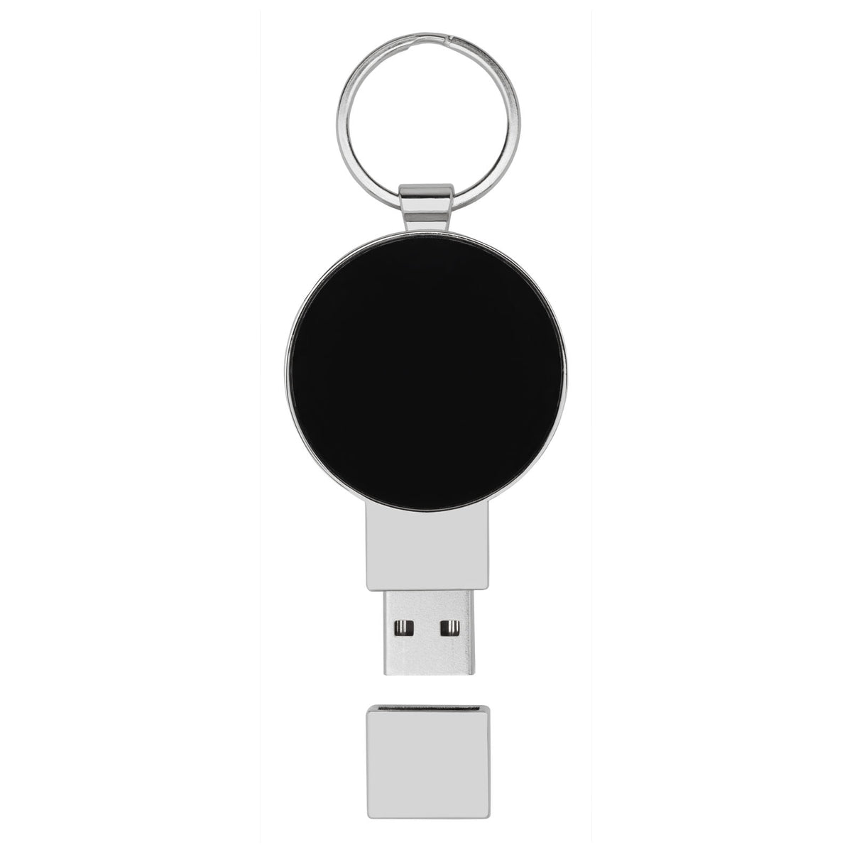 Runder Light Up USB Stick – Schwarz / Silber / Weiss
