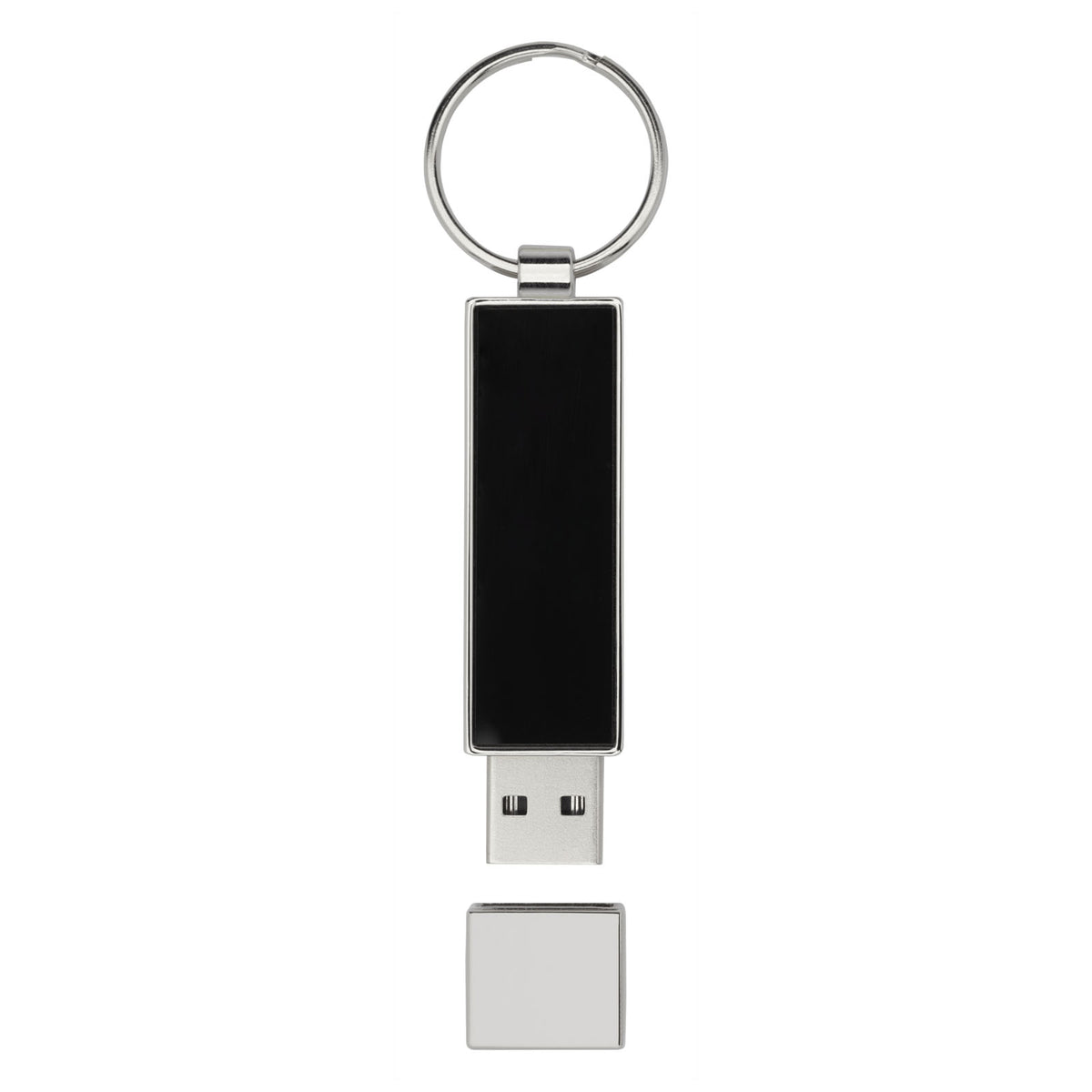 Rechteckiger Light Up USB Stick – Weiss / Schwarz / Silber