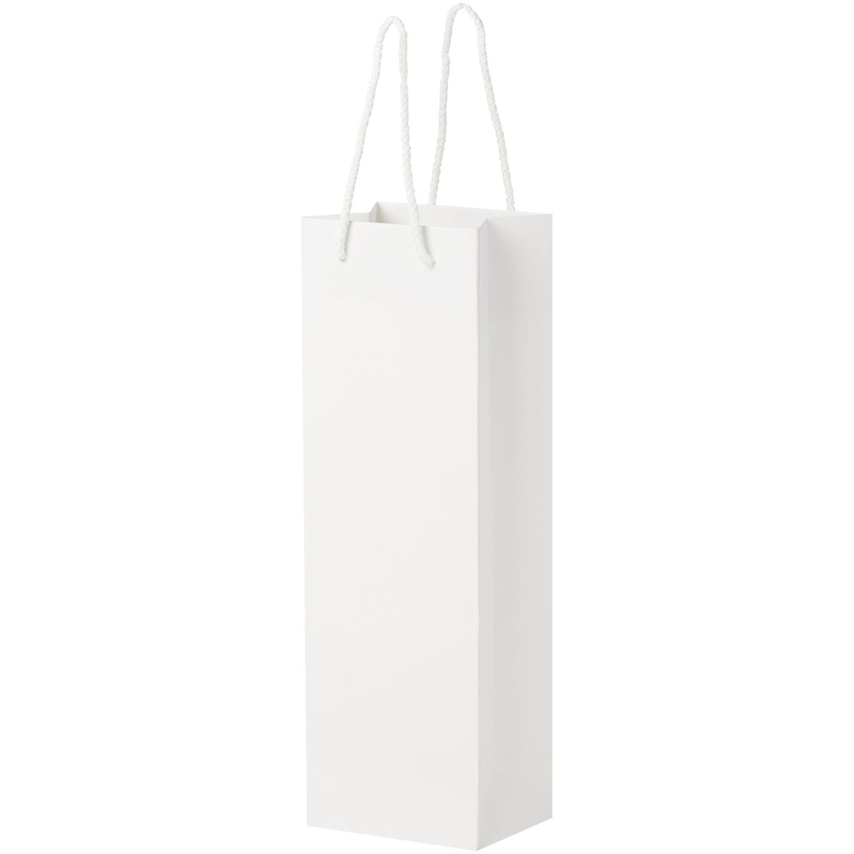 Handgefertigte 170 g/m² Weinflaschentüte aus Integra Papier mit Kunststoff Kordelgriffen, 12 × 9 × 37 cm – Weiss