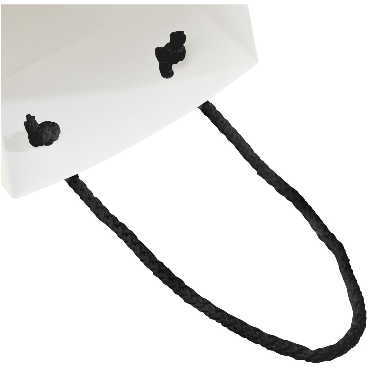 Handgefertigte 170 g/m² Weinflaschentüte aus Integra Papier mit Kunststoff Kordelgriffen, 12 × 9 × 37 cm – Weiss / Schwarz