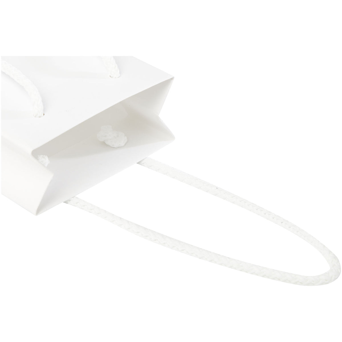 Handgefertigte 170 g/m² Integra Papiertüte mit Kunststoff Kordelgriffen, 9,5 × 4 × 17 cm – Weiss