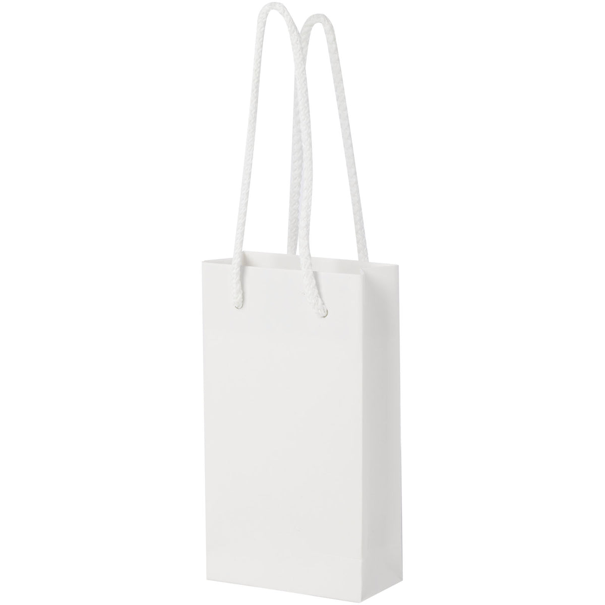 Handgefertigte 170 g/m² Integra Papiertüte mit Kunststoff Kordelgriffen, 9,5 × 4 × 17 cm – Weiss