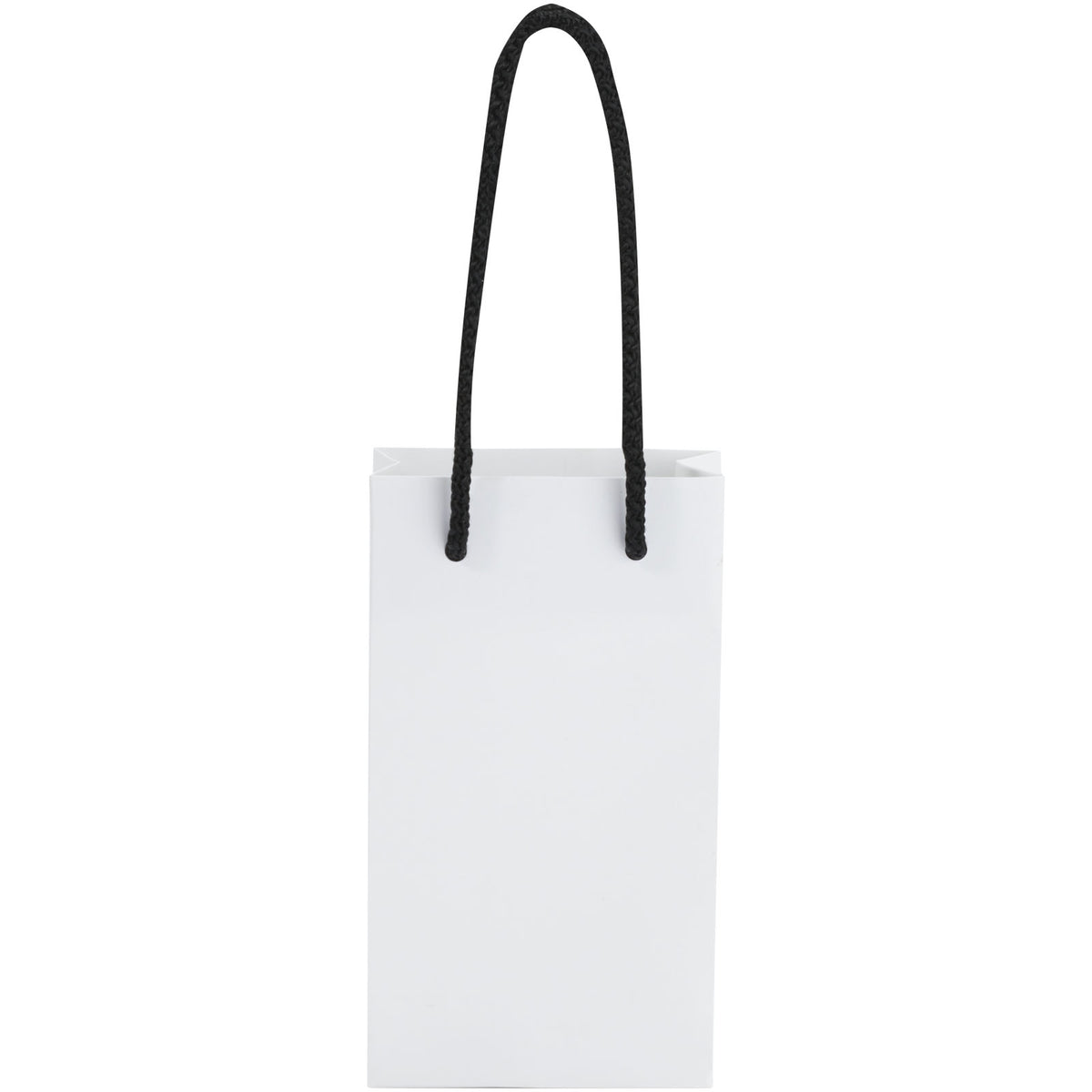 Handgefertigte 170 g/m² Integra Papiertüte mit Kunststoff Kordelgriffen, 9,5 × 4 × 17 cm – Weiss / Schwarz