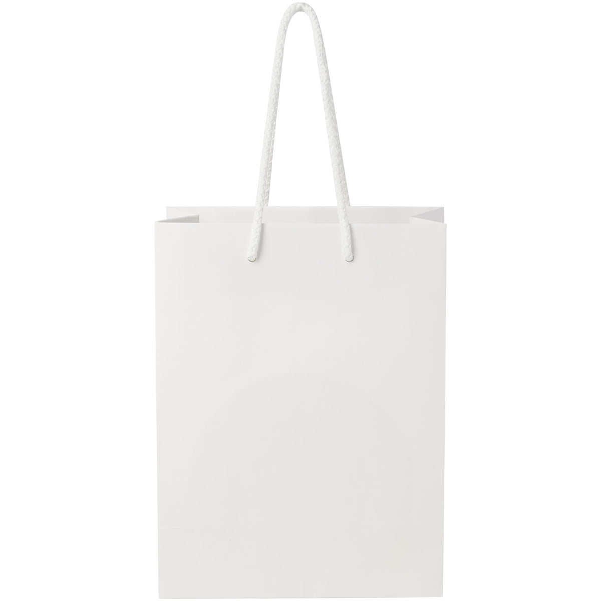 Handgefertigte 170 g/m² Integra Papiertüte mit Kunststoff Kordelgriffen, 18 × 9 × 23 cm – Weiss