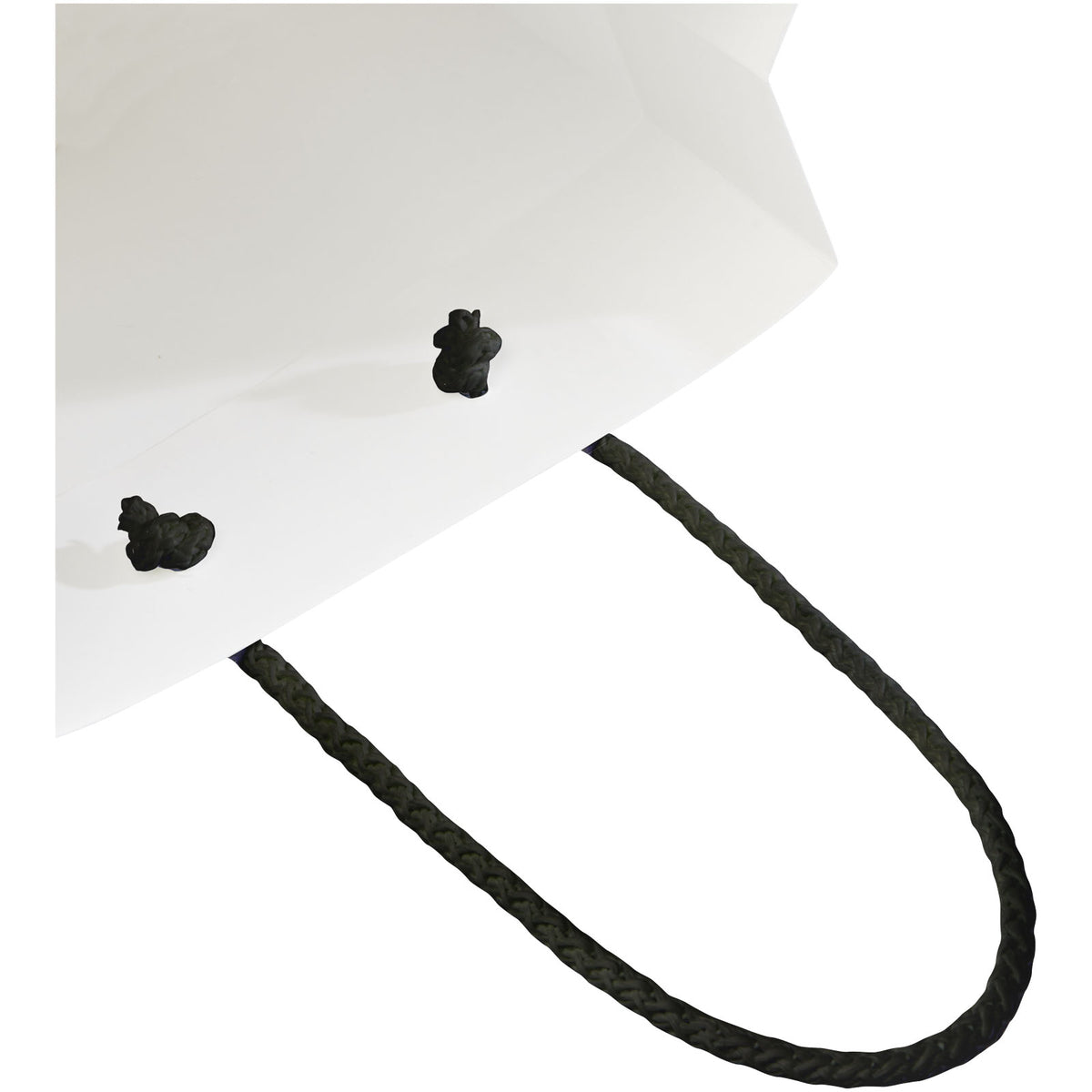 Handgefertigte 170 g/m² Integra Papiertüte mit Kunststoff Kordelgriffen, 18 × 9 × 23 cm – Weiss / Schwarz