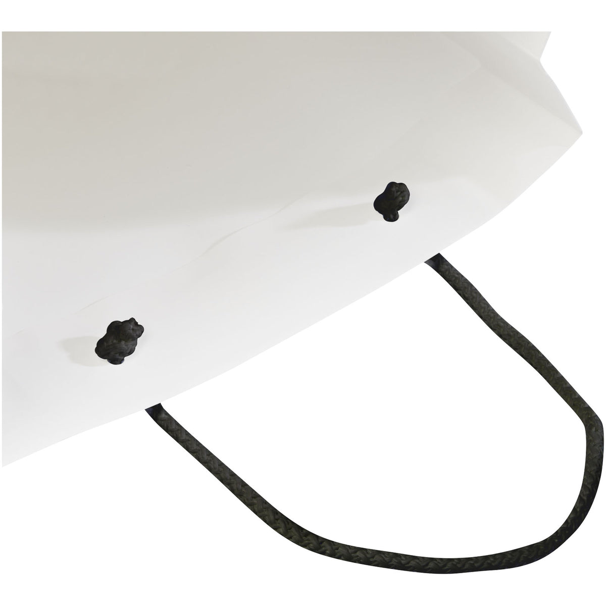 Handgefertigte 170 g/m² Integra Papiertüte mit Kunststoff Kordelgriffen, 24 × 9 × 36 cm – Weiss / Schwarz