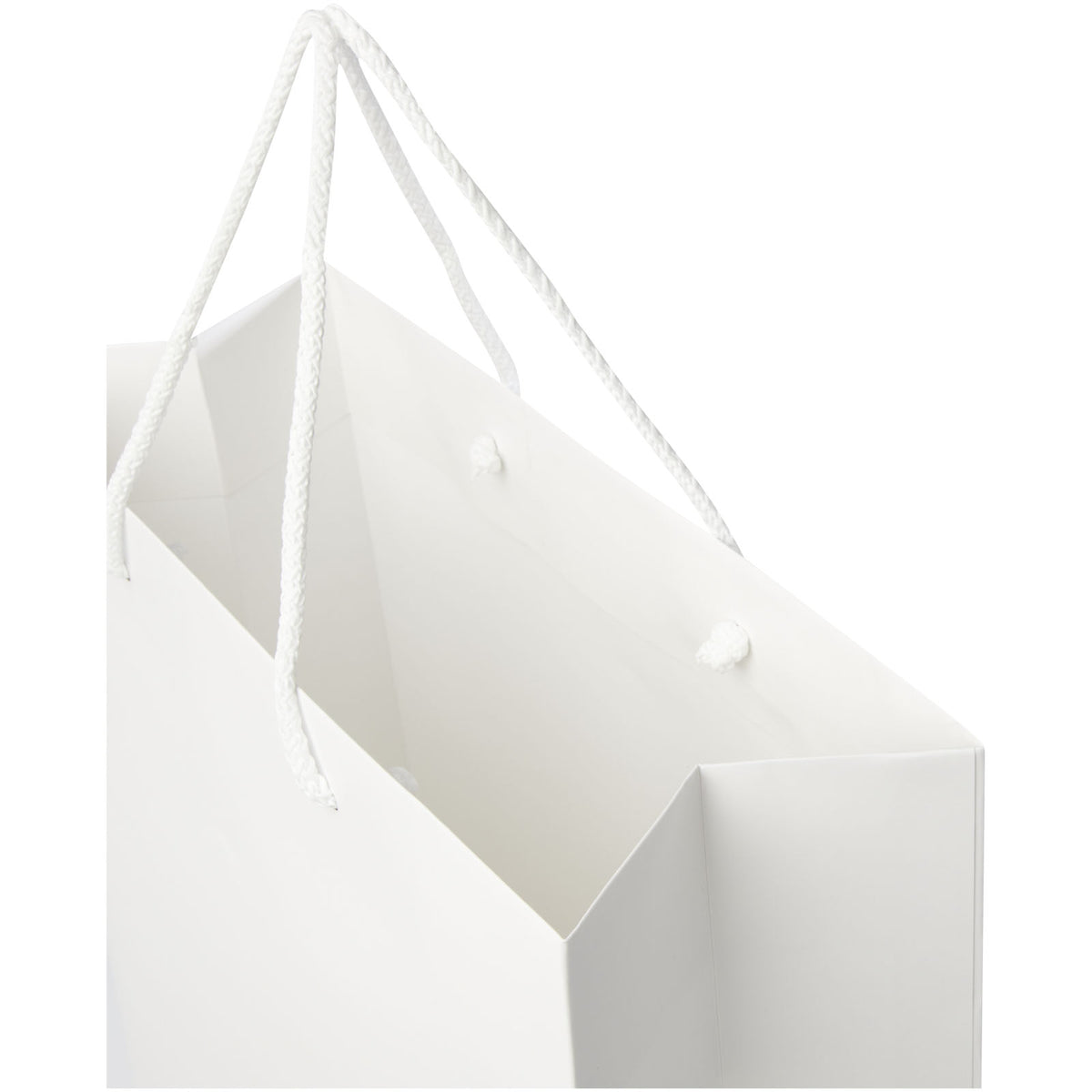 Handgefertigte 170 g/m² Integra Papiertüte mit Kunststoff Kordelgriffen, 31 × 12 × 41 cm – Weiss