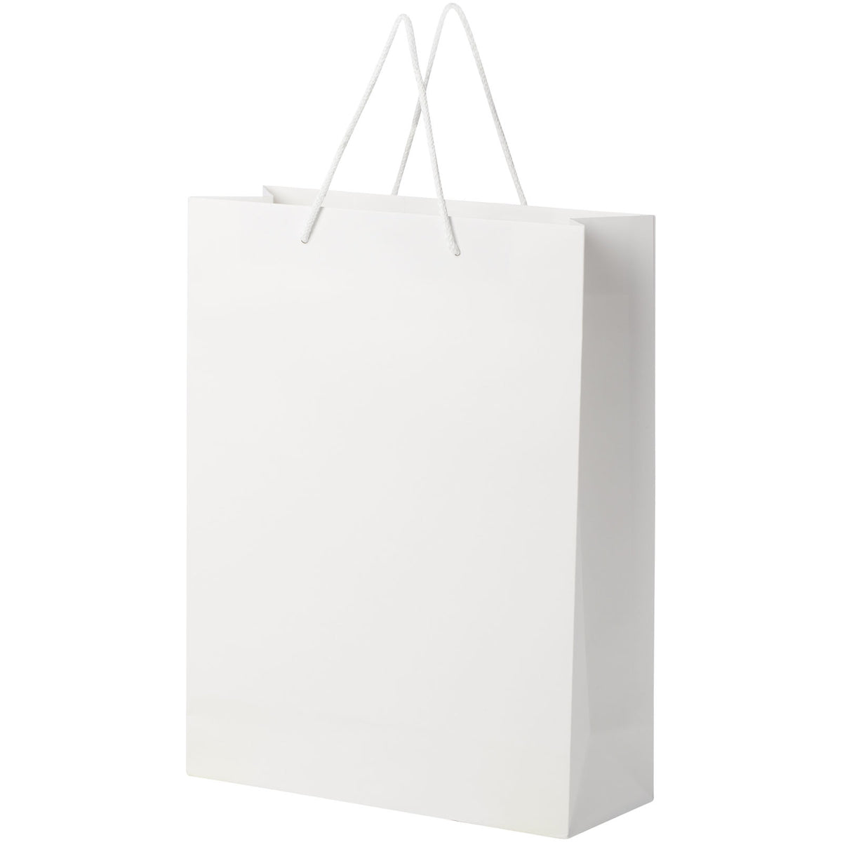 Handgefertigte 170 g/m² Integra Papiertüte mit Kunststoff Kordelgriffen, 31 × 12 × 41 cm – Weiss