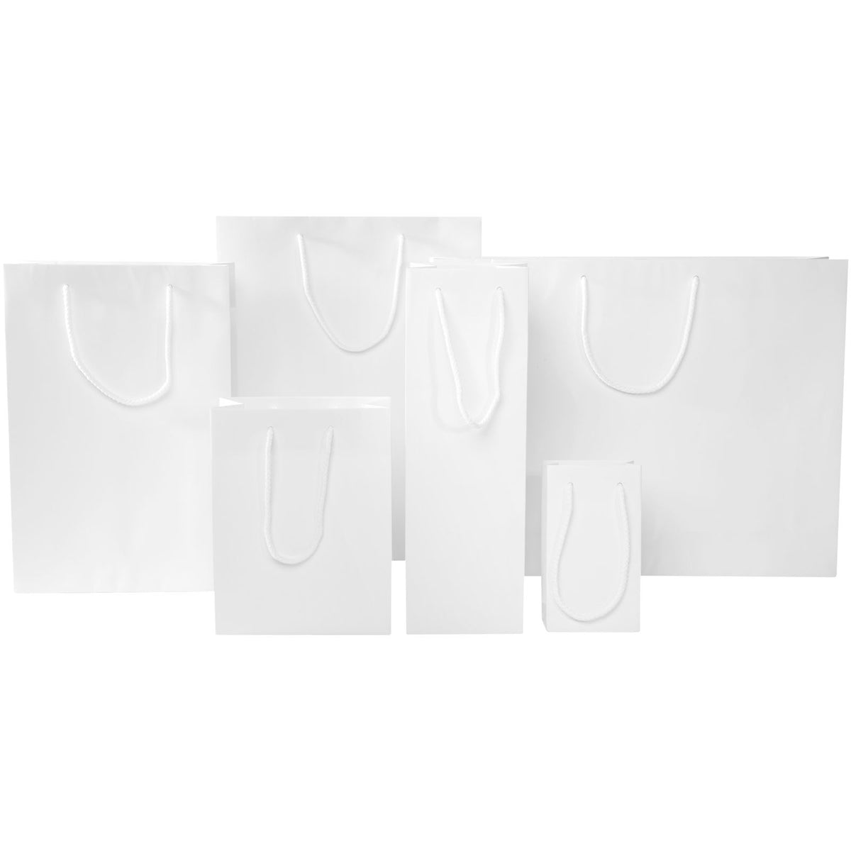 Handgefertigte 170 g/m² Integra Papiertüte mit Kunststoff Kordelgriffen, 31 × 12 × 41 cm – Weiss