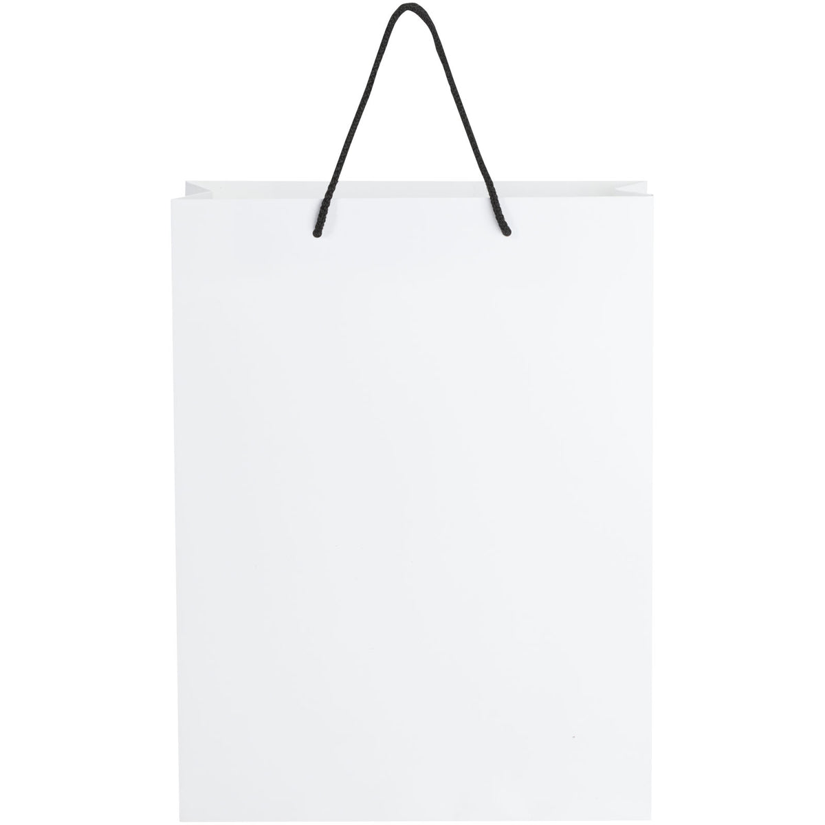 Handgefertigte 170 g/m² Integra Papiertüte mit Kunststoff Kordelgriffen, 31 × 12 × 41 cm – Weiss / Schwarz