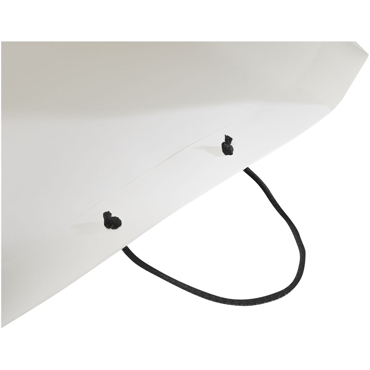 Handgefertigte 170 g/m² Integra Papiertüte mit Kunststoff Kordelgriffen, 45 × 10 × 35 cm – Weiss / Schwarz