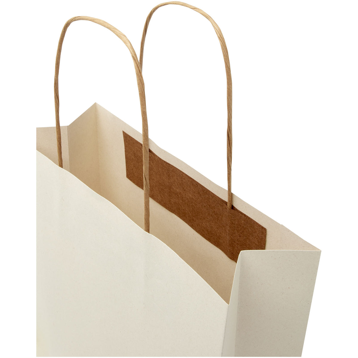 Papiertüte 150 g/m² aus landwirtschaftlichen Reststoffen mit gedrehten Griffen, 24 × 9 × 24 cm – Offwhite