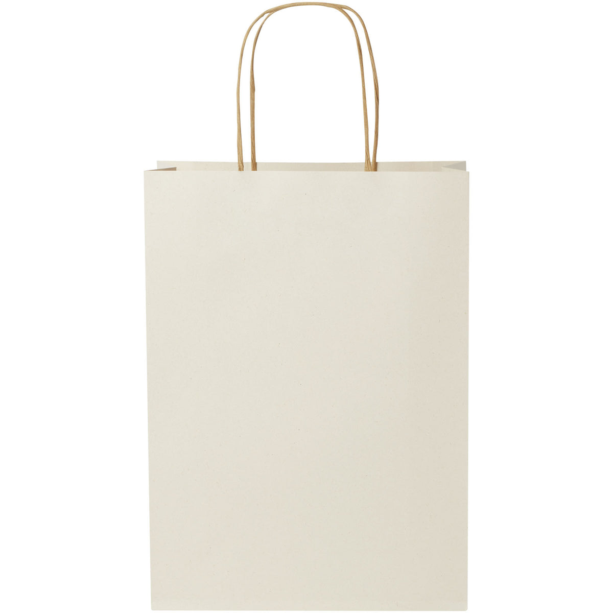 Papiertüte 150 g/m² aus landwirtschaftlichen Reststoffen mit gedrehten Griffen, 24 × 9 × 32 cm – Offwhite