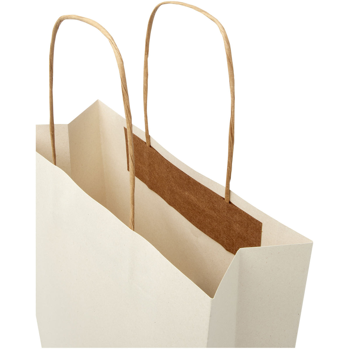Papiertüte 150 g/m² aus landwirtschaftlichen Reststoffen mit gedrehten Griffen, 24 × 9 × 32 cm – Offwhite