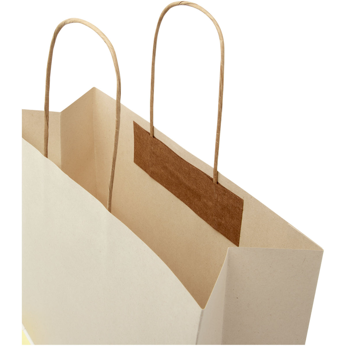Papiertüte 150 /m² aus landwirtschaftlichen Reststoffen mit gedrehten Griffen, 31 × 12 × 25 cm – Offwhite
