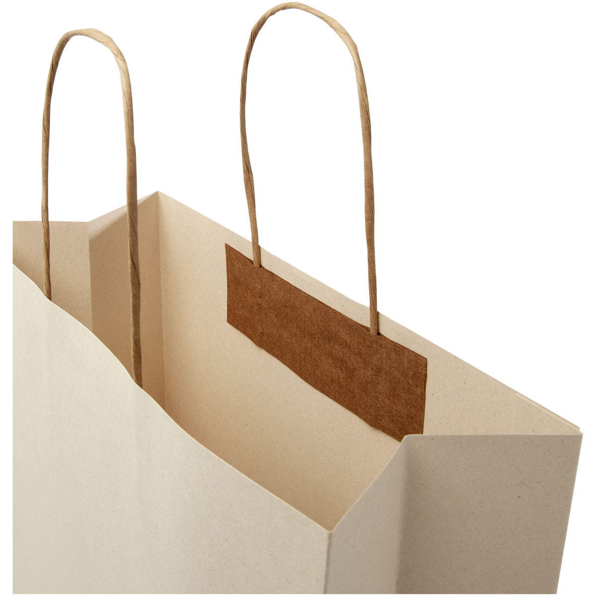 Papiertüte 150 g/m² aus landwirtschaftlichen Reststoffen mit gedrehten Griffen, 31 × 12 × 31 cm – Offwhite